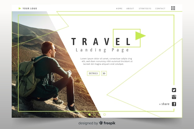Vettore gratuito pagina di destinazione del viaggio con immagine