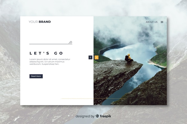 Free vector travel landing page with image