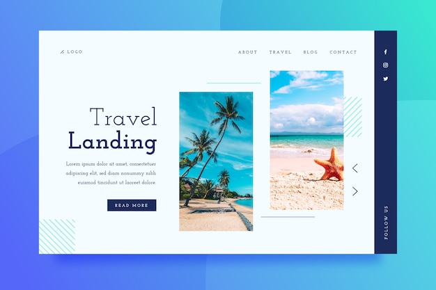 Travel landing page with image