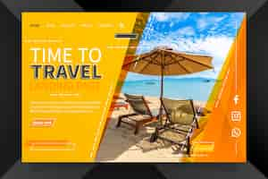 Free vector travel landing page with image