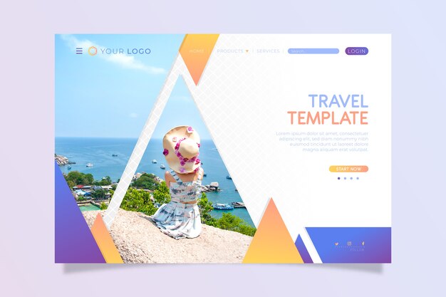 Travel landing page with image