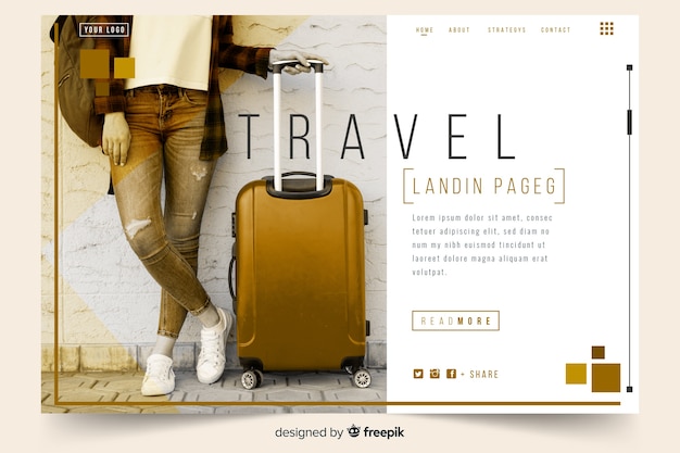 Travel landing page with photo