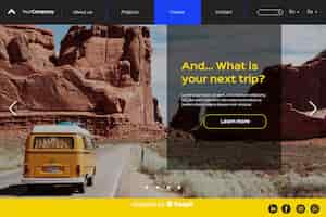 無料ベクター 写真付きの旅行のランディングページ
