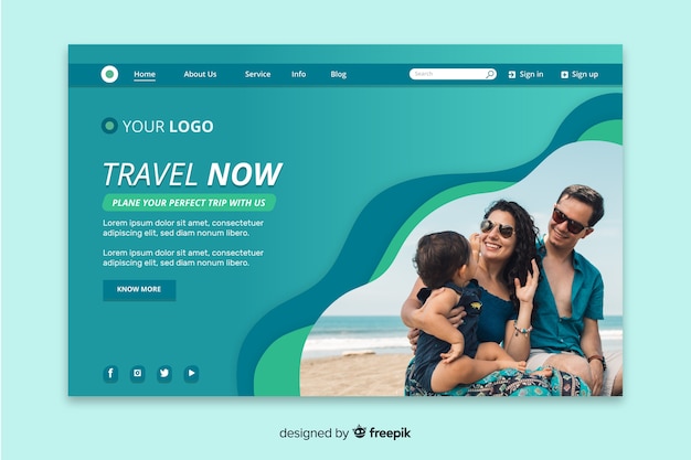 Travel landing page with photo