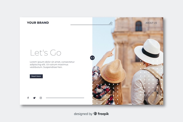 Travel landing page with photo