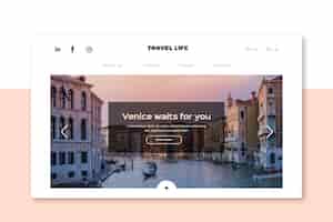 Free vector travel landing page with photo