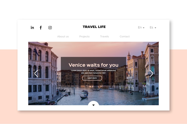 Free Vector travel landing page with photo