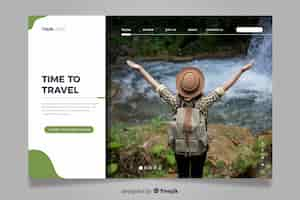 Vettore gratuito pagina di destinazione del viaggio con foto
