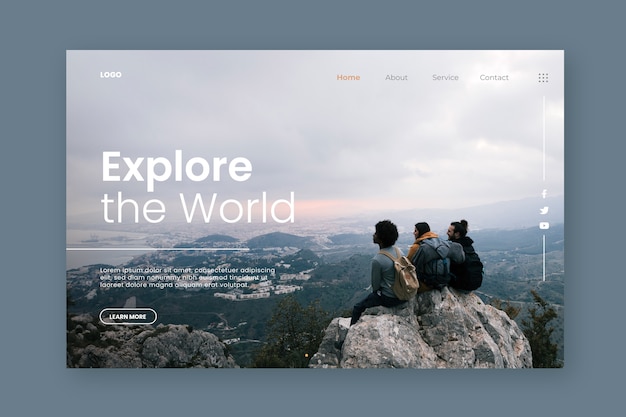 travel landing page with photo