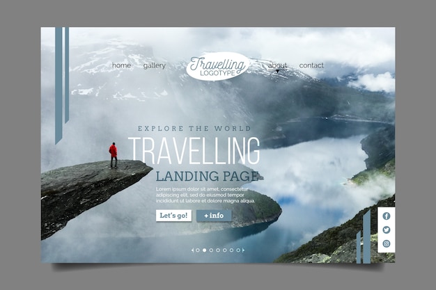 Travel landing page with photo