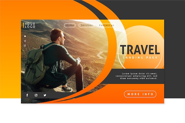 image slider website template free download Free vector travel landing page with photo