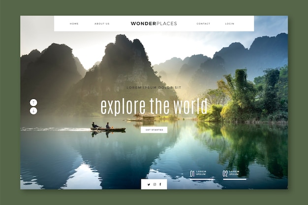 Travel landing page with photo