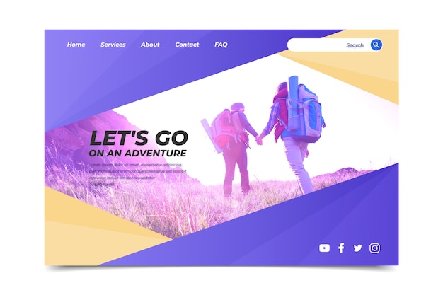 Travel landing page with photo