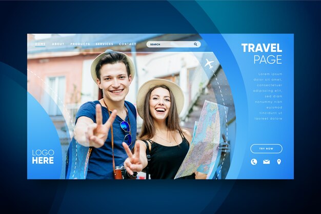 Travel landing page with photo