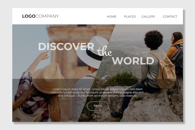 Travel landing page with photo