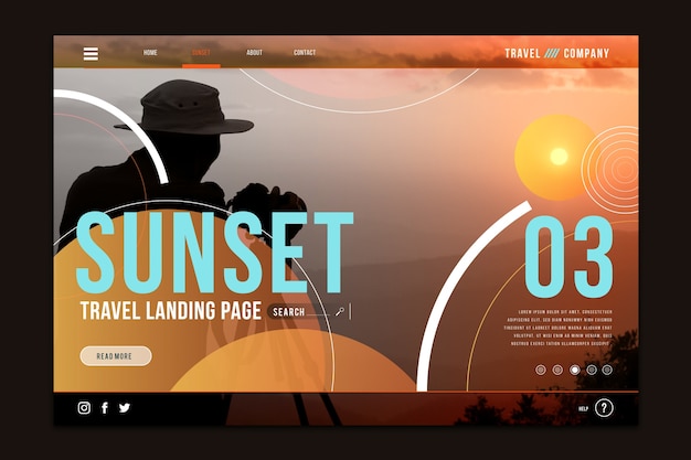 Travel landing page with photo