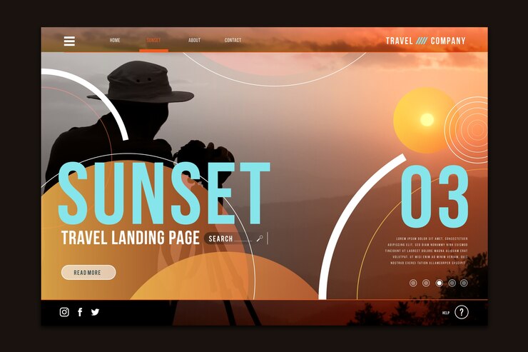 Free Vector travel landing page with photo