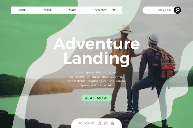 Travel landing page with photo