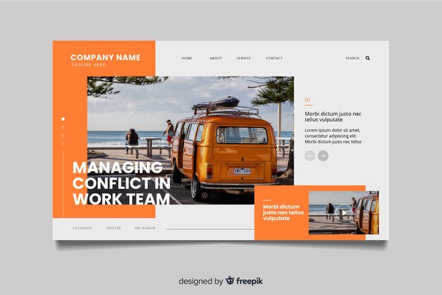 Travel landing page with photo