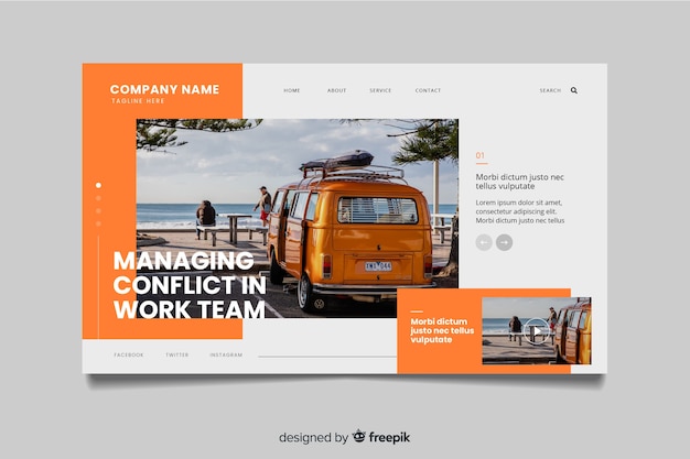 Travel landing page with photo
