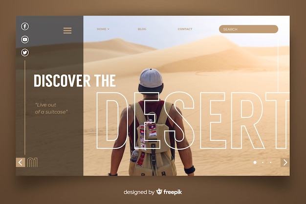 Travel landing page with photo