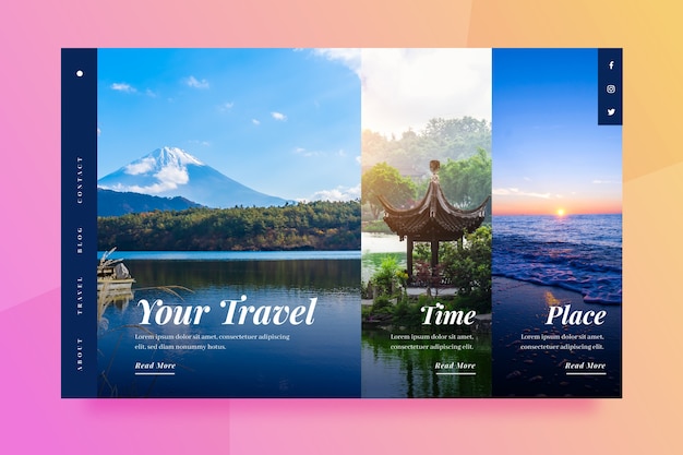 Travel landing page with picture
