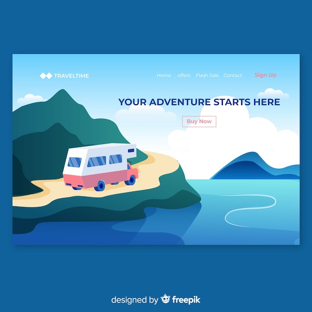 Free vector travel landing page