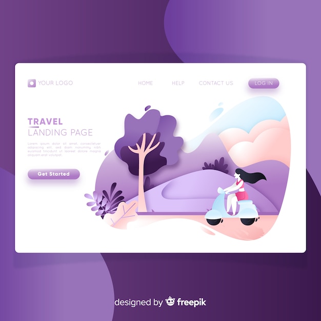 Free vector travel landing page