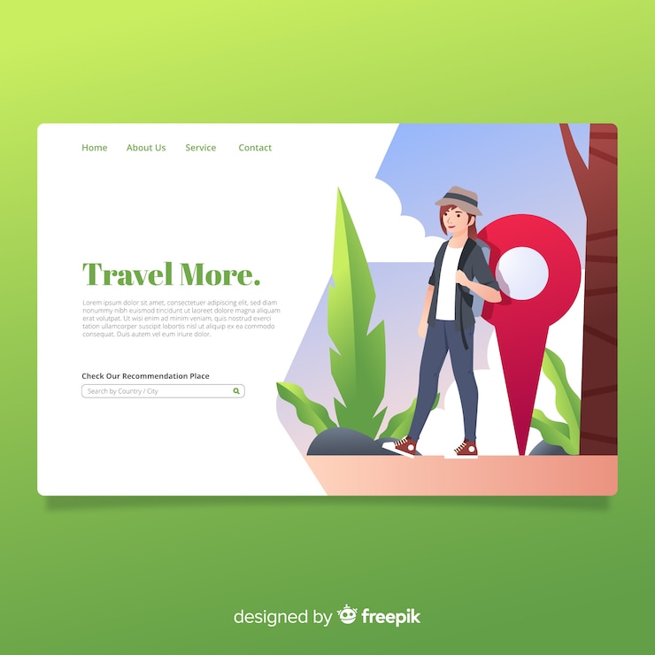 Free Vector travel landing page
