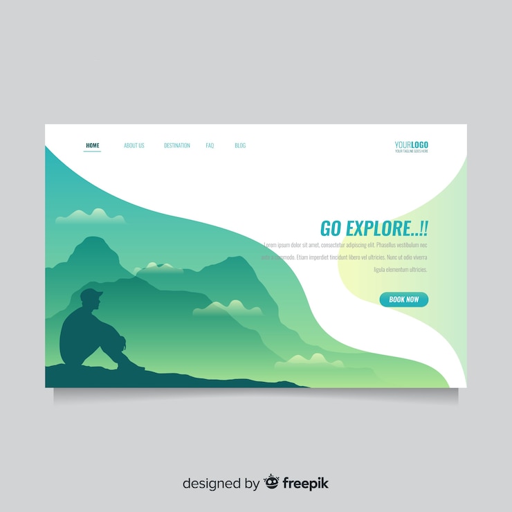 Free Vector travel landing page