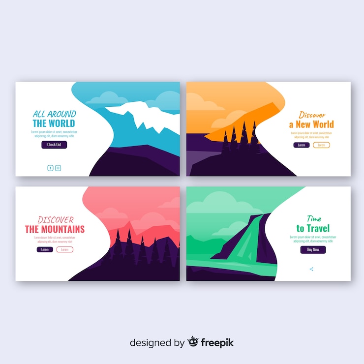 Free Vector travel landing page