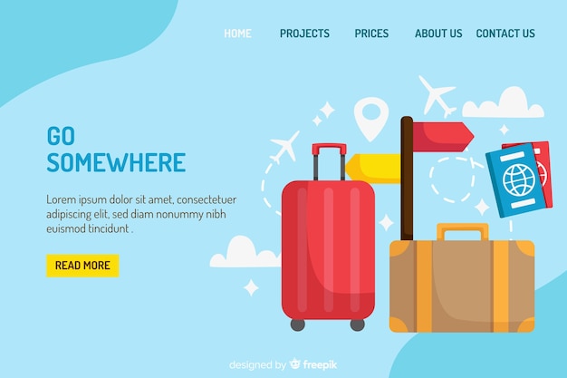 Free vector travel landing page