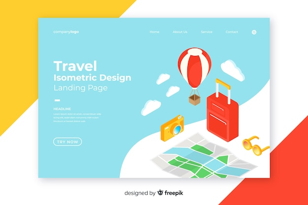 Free vector travel landing page