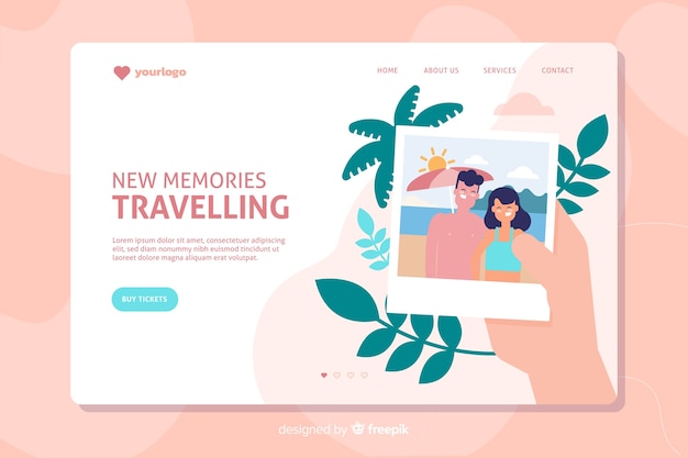 Free vector travel landing page