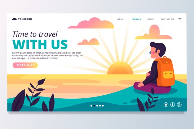 Free vector travel landing page