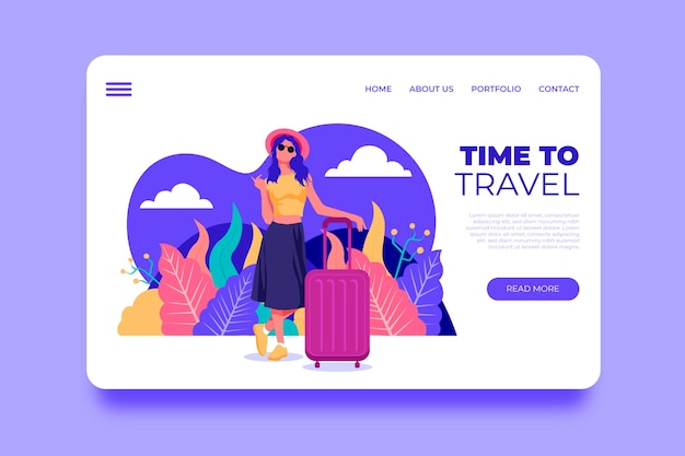 Free vector travel landing page