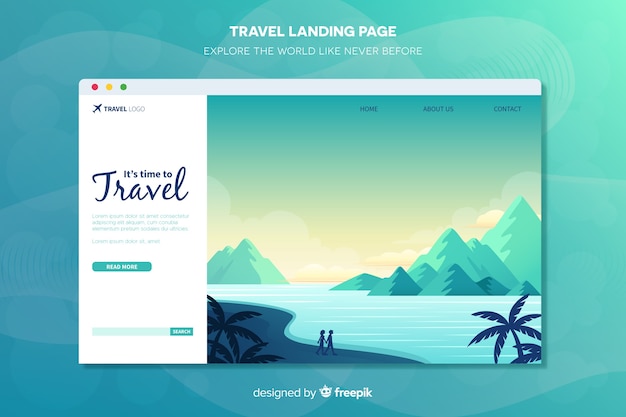 Free vector travel landing page