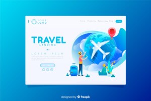 Free vector travel landing page