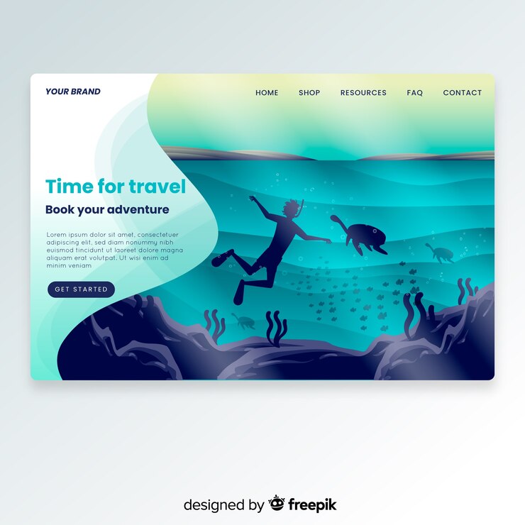Free Vector travel landing page