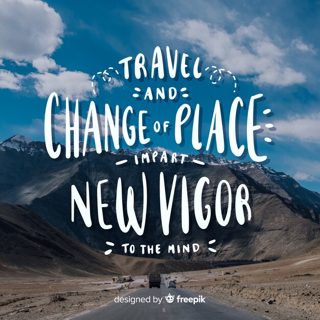 Travel lettering background with photo