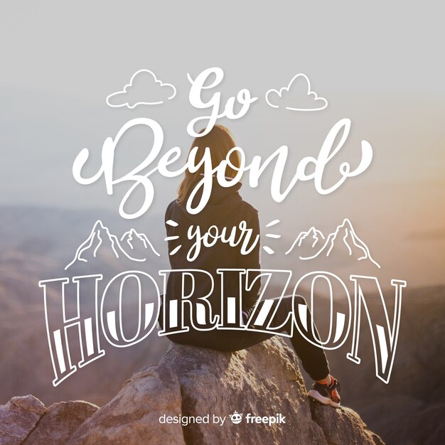 Travel lettering background with photo