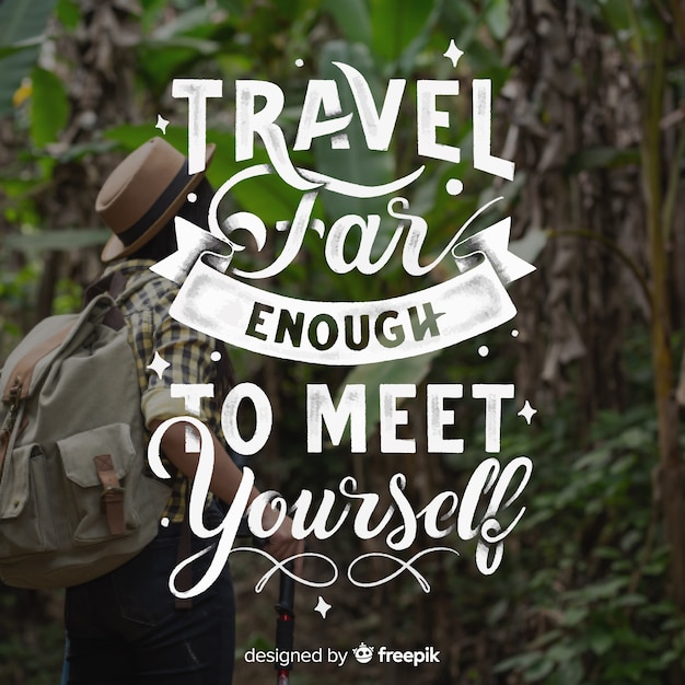 Travel lettering background with photo