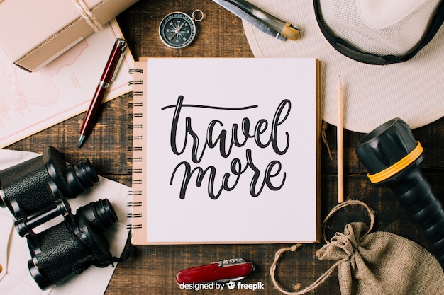 Travel lettering background with photo