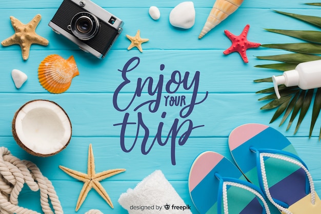 Travel lettering background with photo