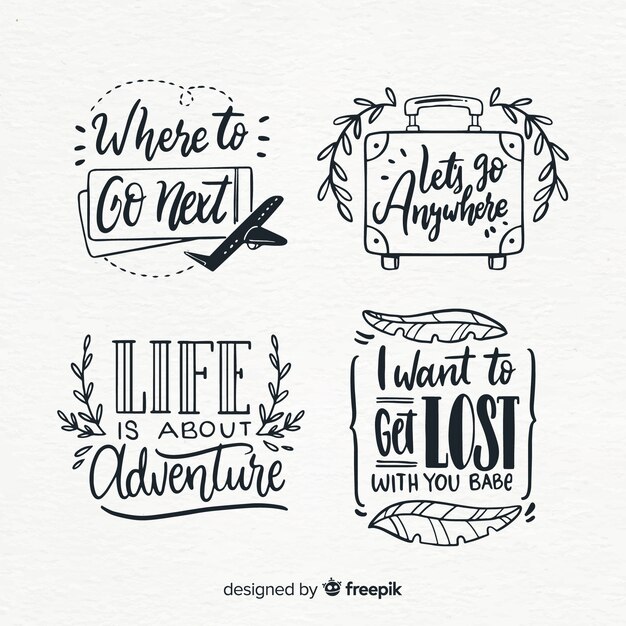 Travel lettering badge collection with quotes