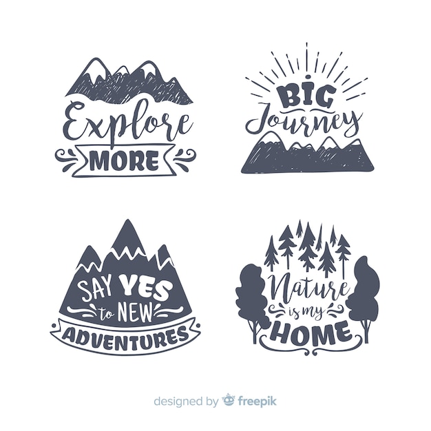 Travel lettering badge collection with quotes