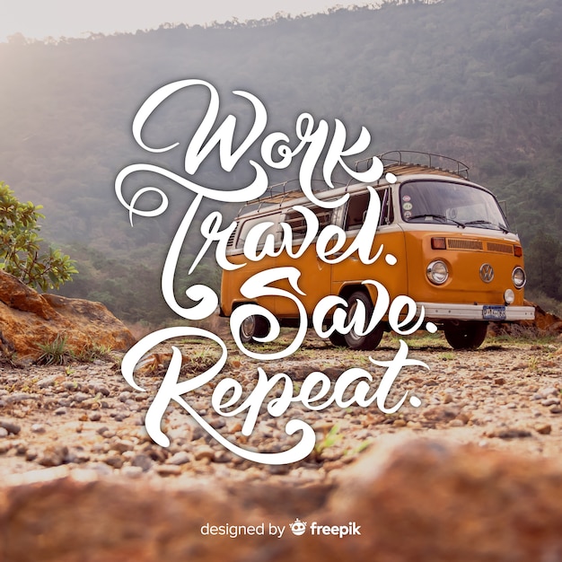 Travel lettering design with photo