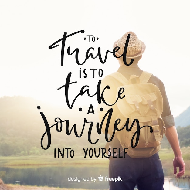 Travel lettering with photo background