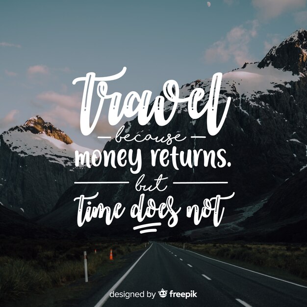 Travel lettering with  quote and image