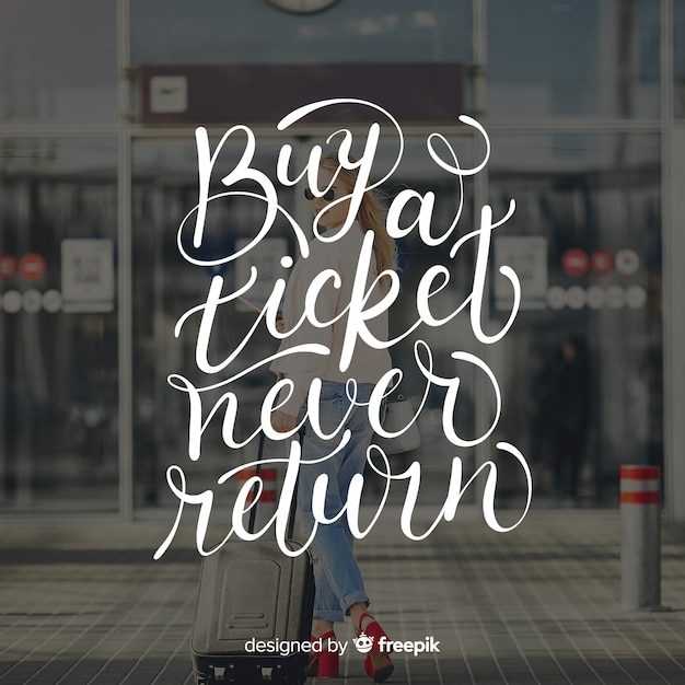 Free vector travel lettering with  quote and image